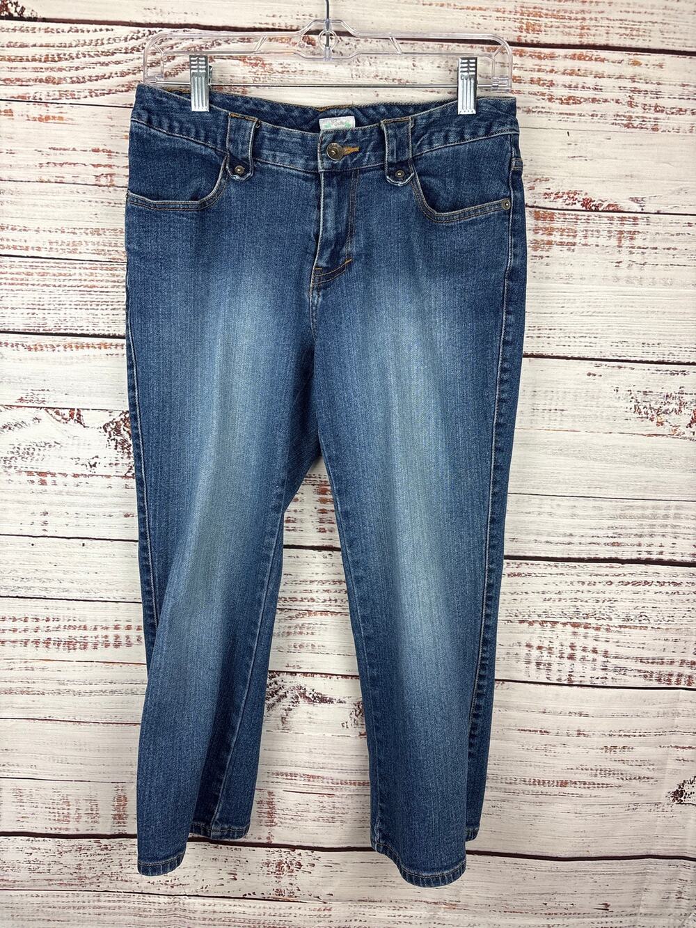 Y2K Route 66 Denim Crop Jeans Low Rise Seamed Medium Wash Blue Womens Size 8